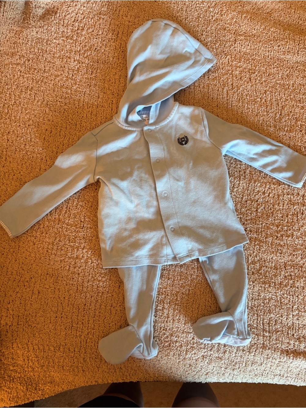 NWOT Chaps Light Blue Hooded Baby  Footie